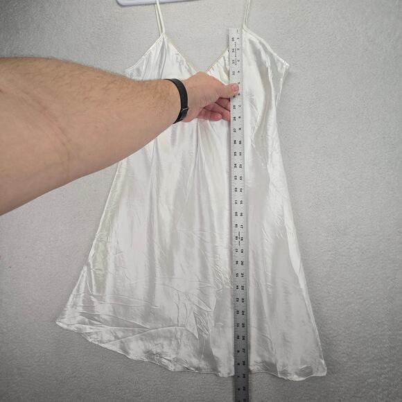 BHS Satin Nightgown Lingerie Chemise S Slip Sheer 80s 90s Vtg Nightie White - Picture 8 of 9